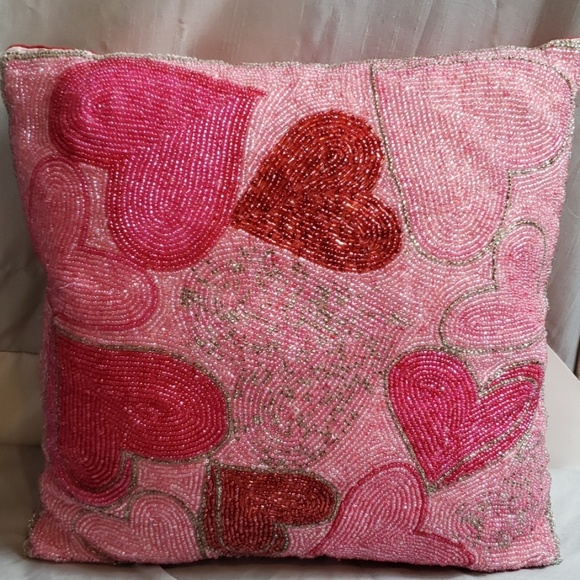 Pier 1 Other - Pier 1 beaded heart decor pillow
